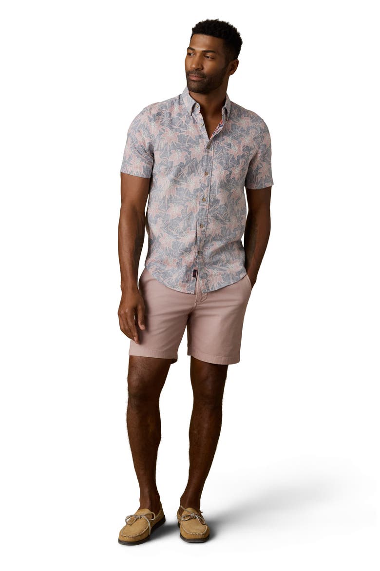 Breeze Short Sleeve Button-Down Shirt, Alternate, color, NAVY RED LOTUS