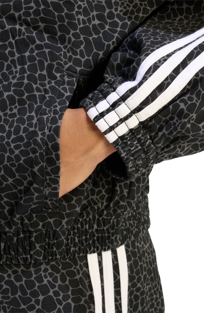 adidas Originals Firebird Animal Print Denim Track Jacket, Alternate, color, Black/ Grey Six