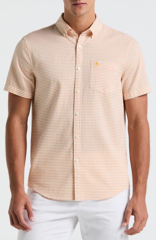 Original Penguin Textured Cotton Short Sleeve Button-down Shirt