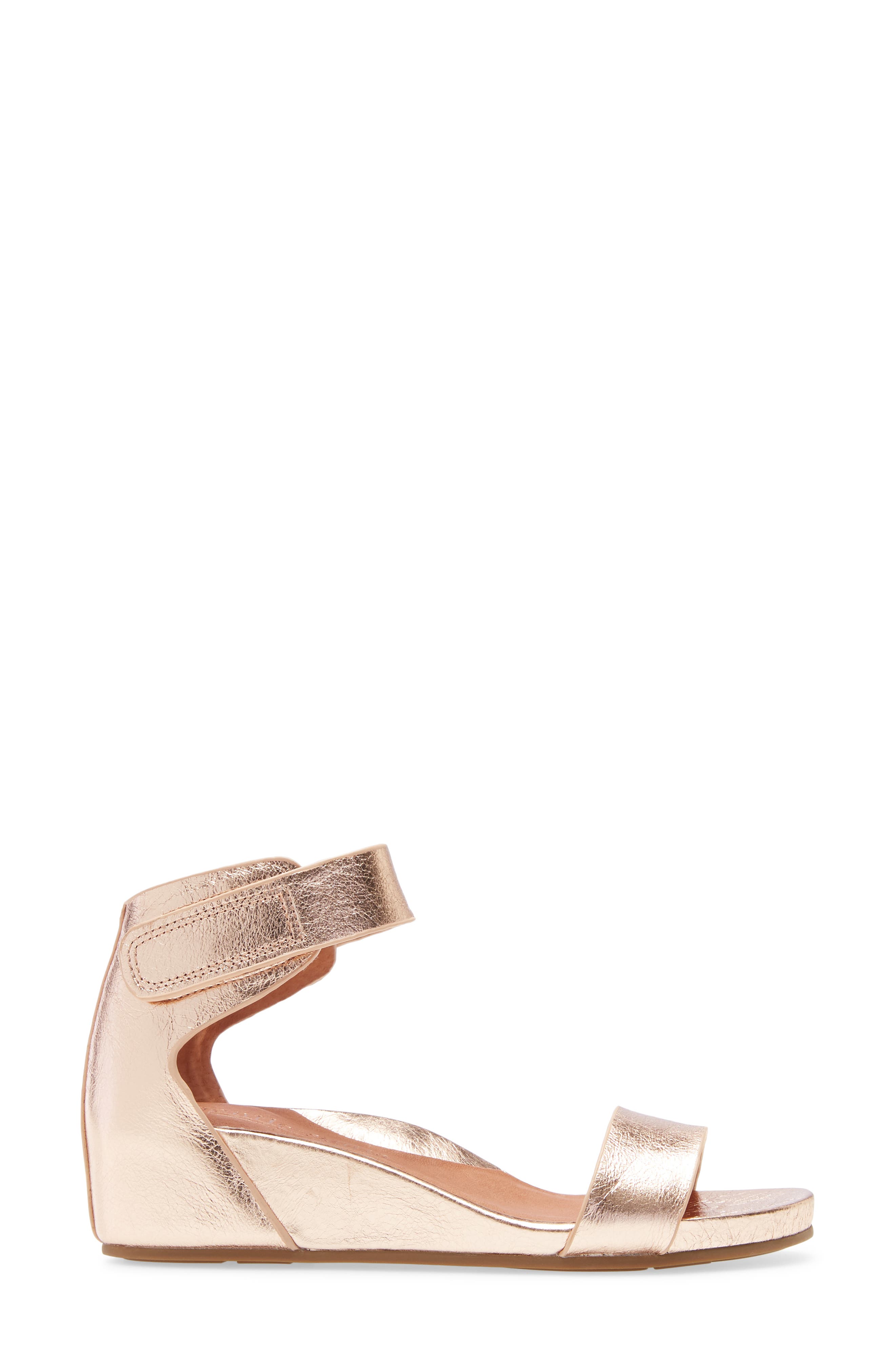 Signature Gianna Wedge Sandal, Alternate, color, ROSE GOLD METALLIC LEATHER