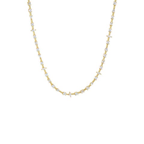 CZ Multi Shape Wired Tennis Necklace