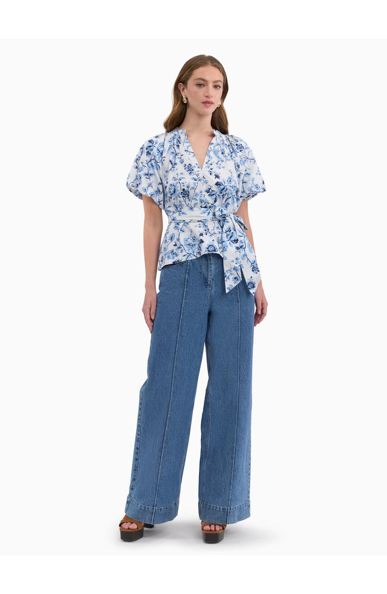 Rebecca Taylor Emelia Printed Blouse, Main, color, Alaskan Blue Multi