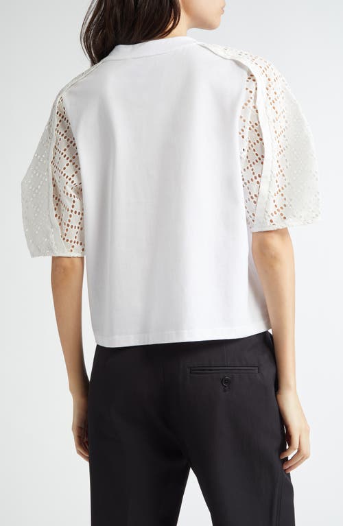 3.1 Phillip Lim Broderie Anglaise Combo Tee In White-white