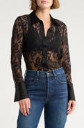 L'AGENCE Reims Lace Button-Up Shirt