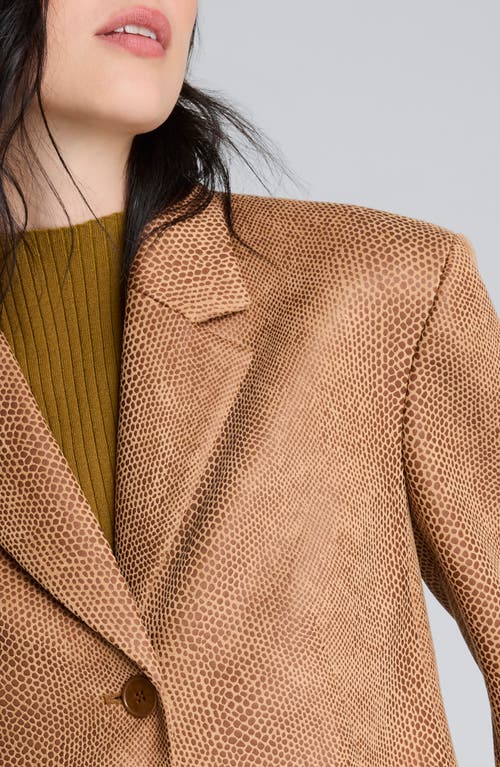Kenneth Cole Snake Embossed Three Button Contoured Jacket In Brown