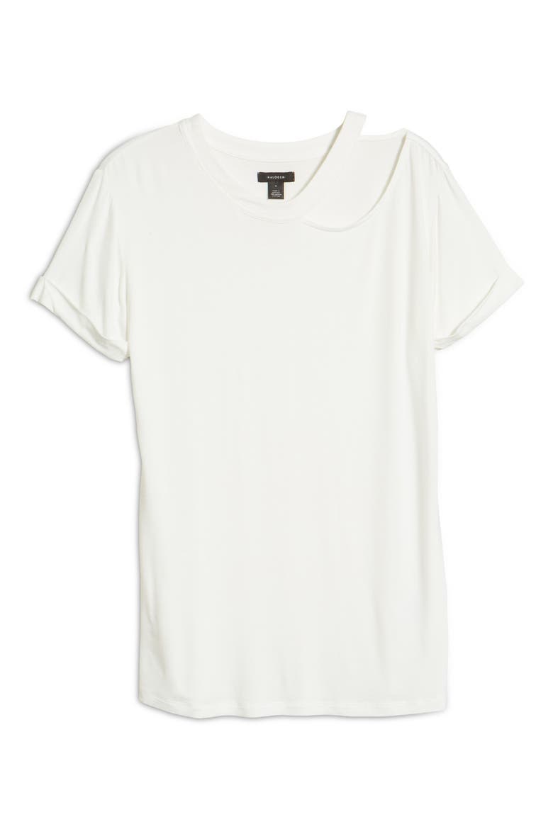 Cutout Detail T-Shirt, Alternate, color, IVORY CLOUD