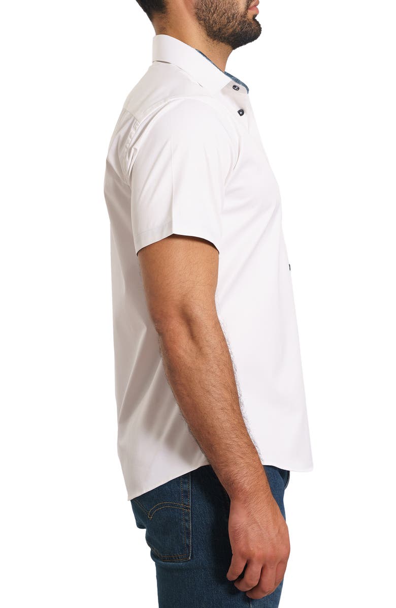 Jared Lang Trim Fit Solid Cotton Short Sleeve Button-Up Shirt, Alternate, color,