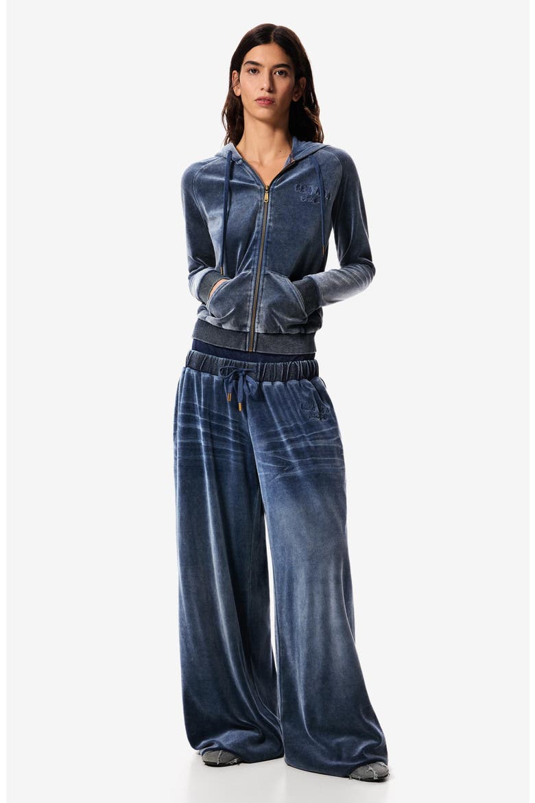 Cotton Blend Velour Drawstring Pants, Alternate, color, NAVY BLUE