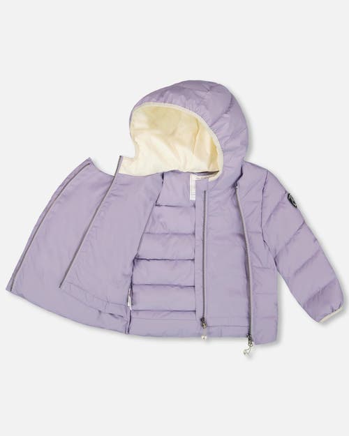 Deux Par Deux Compressible Winter Puffy Coat Designed For Car Seat In Purple
