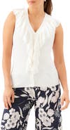 Karen Kane Ruffle Detail Rib Sleeveless Sweater