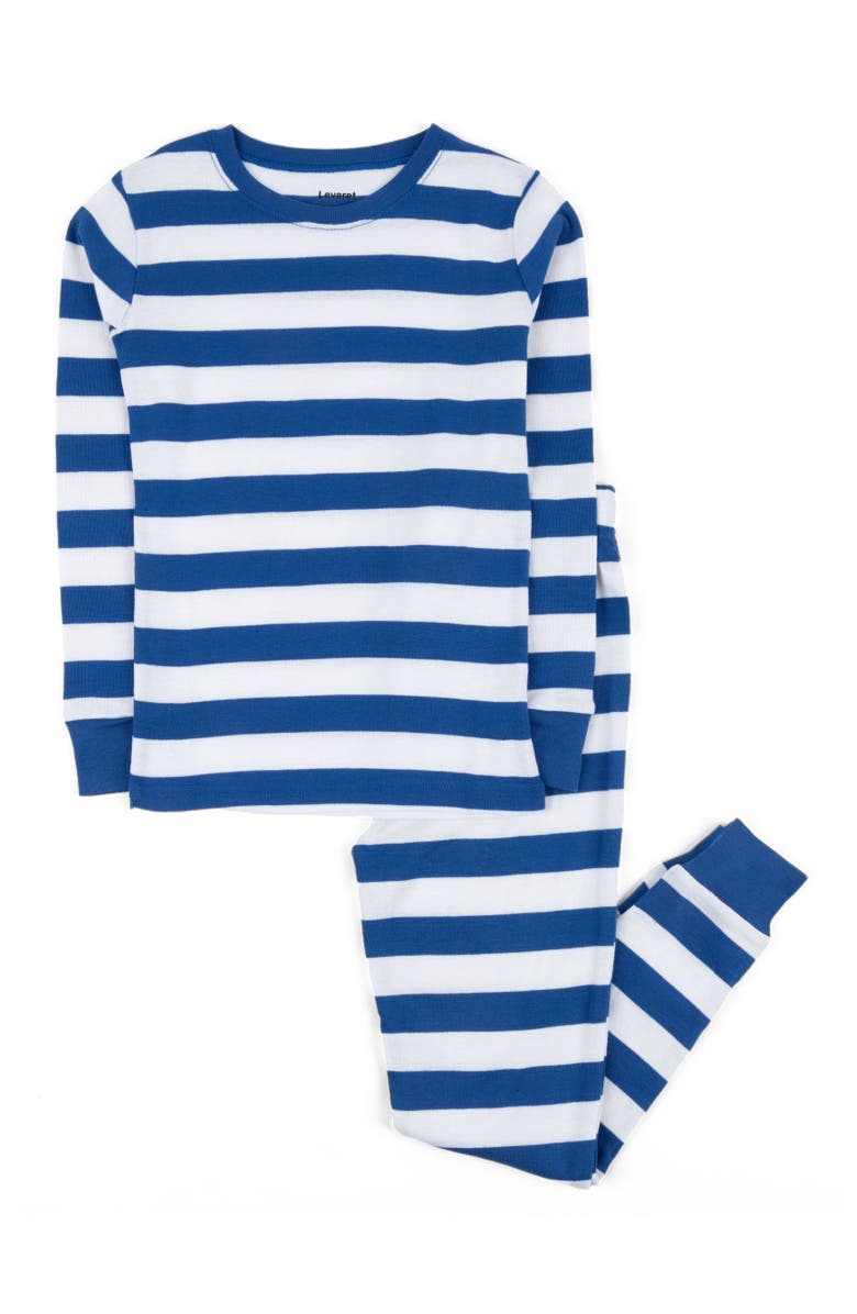 Leveret Two-Piece Striped Cotton Matching Family Pajamas, Main, color, Blue 
White