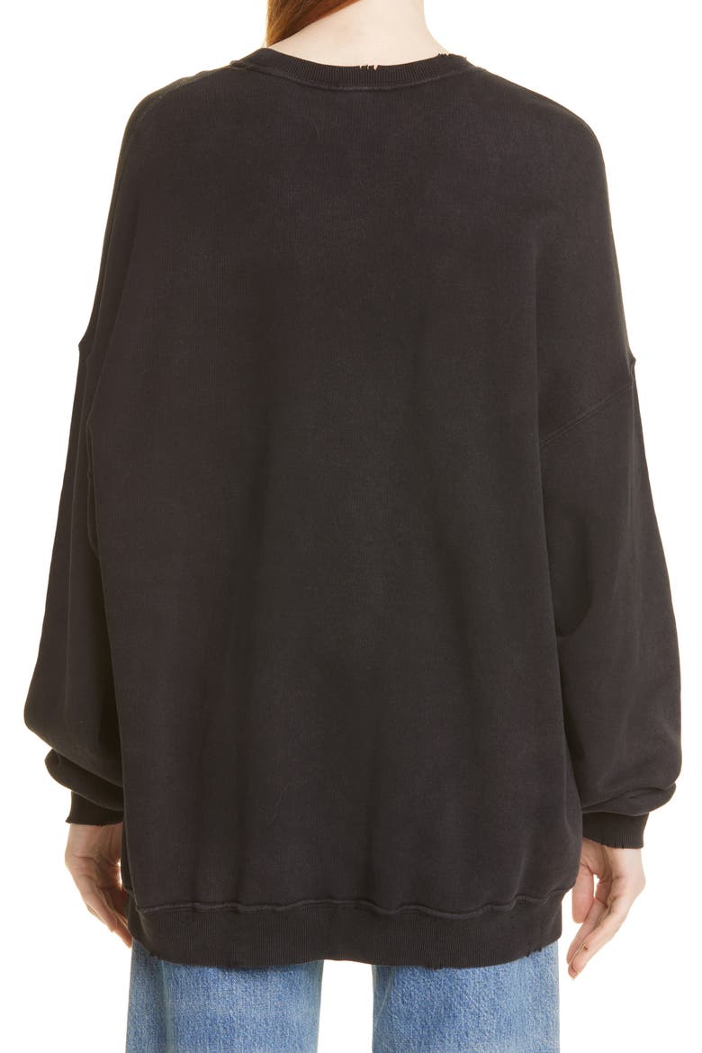 Girls Girls Oversize Distressed Sweatshirt, Alternate, color, ACID BLACK