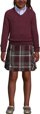 Lands' End School Uniform Kids Cotton Modal V-neck Sweater