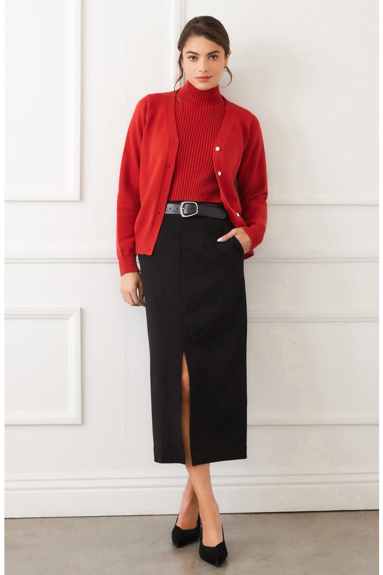 V-Neck Cardigan, Alternate, color, TOMATO RED