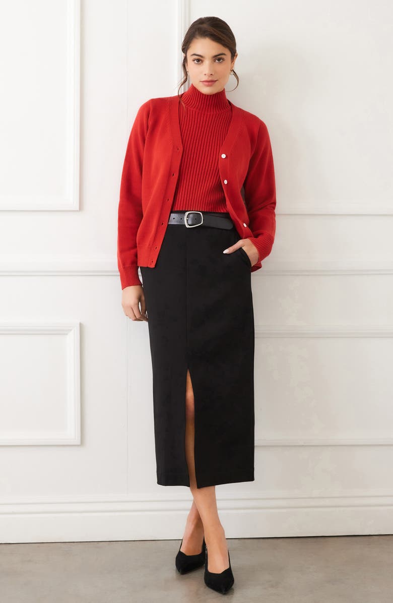 Karen Kane V-Neck Cardigan, Alternate, color, Tomato Red