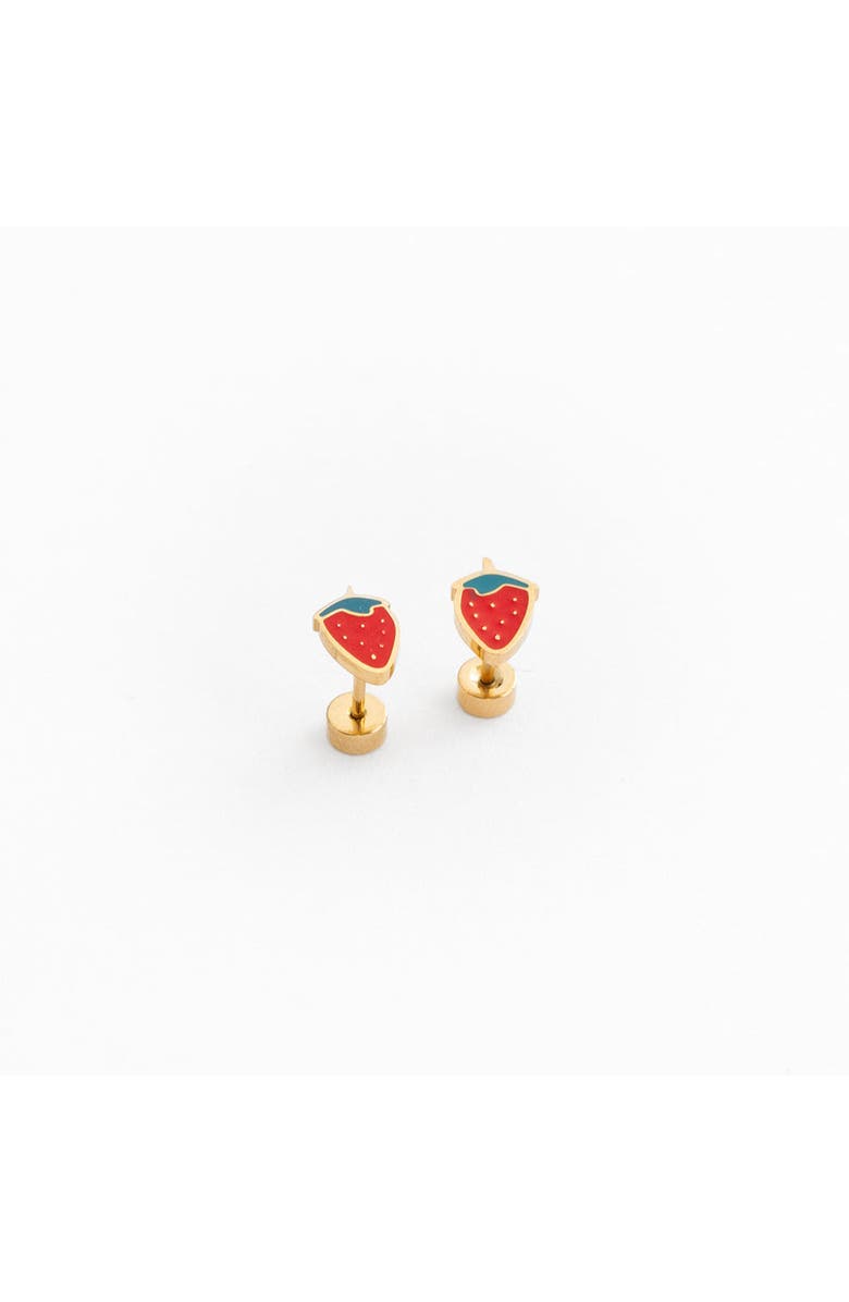 Pip Pop Strawberry Stud Earrings, Main, color, Red