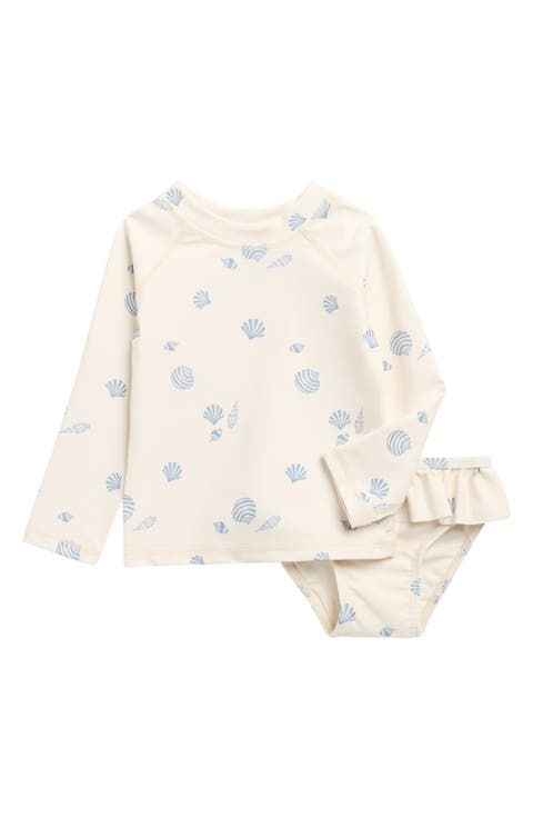 Seashells UPF 50+ Rashguard With Bottoms (Toddler & Little Kid)