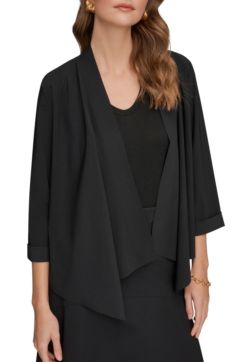 Donna Karan New York Open Front Jacket, Alternate, color, Black