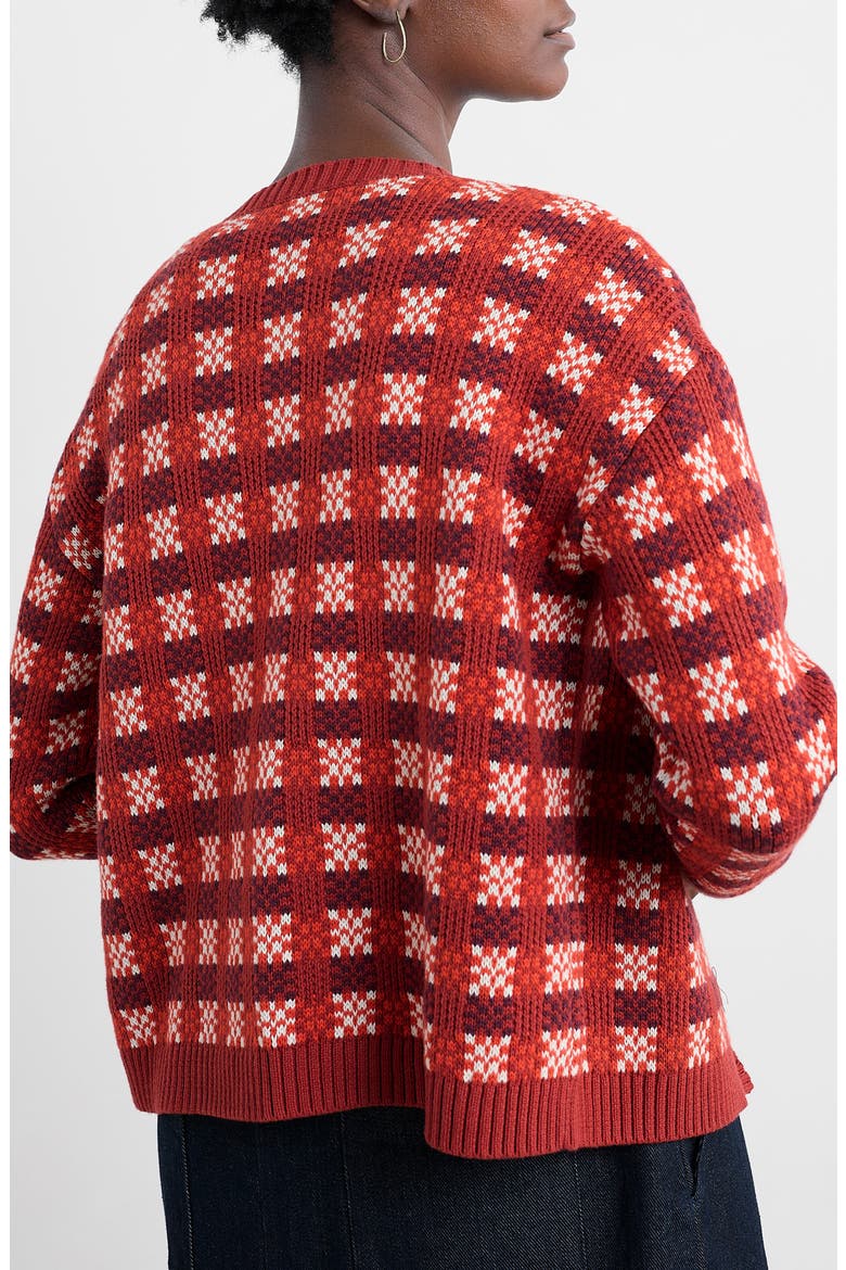Kensa Check Organic Cotton Jacquard Cardigan, Alternate, color, CIRCLET DEEP RUST CHALK