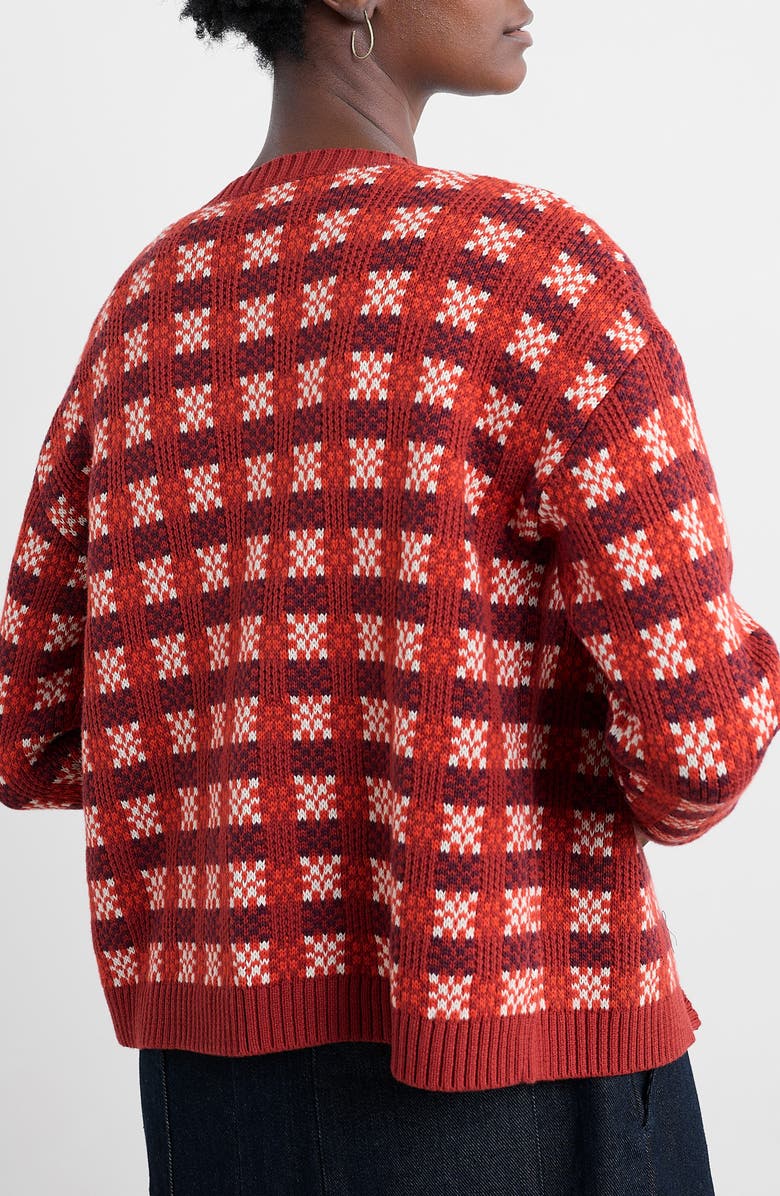 Seasalt Cornwall Kensa Check Organic Cotton Jacquard Cardigan, Alternate, color, Circlet Deep Rust Chalk