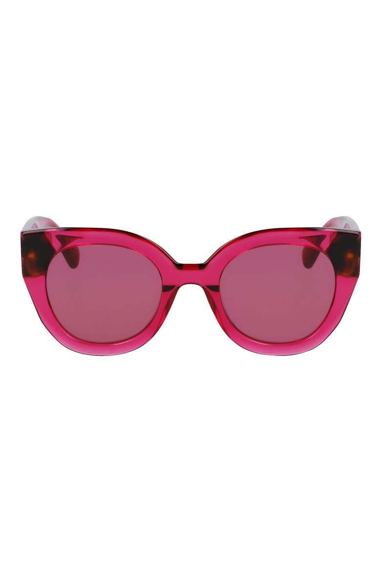Heritage 49mm Small Round Sunglasses, Main, color, CYCLAMEN/ HAVANA