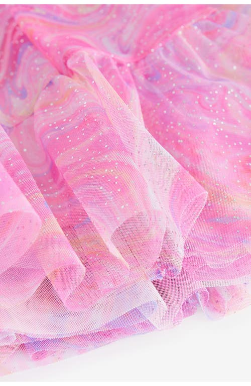 Next Kids' Rainbow Swirl Mesh Tiered Dress In Pink