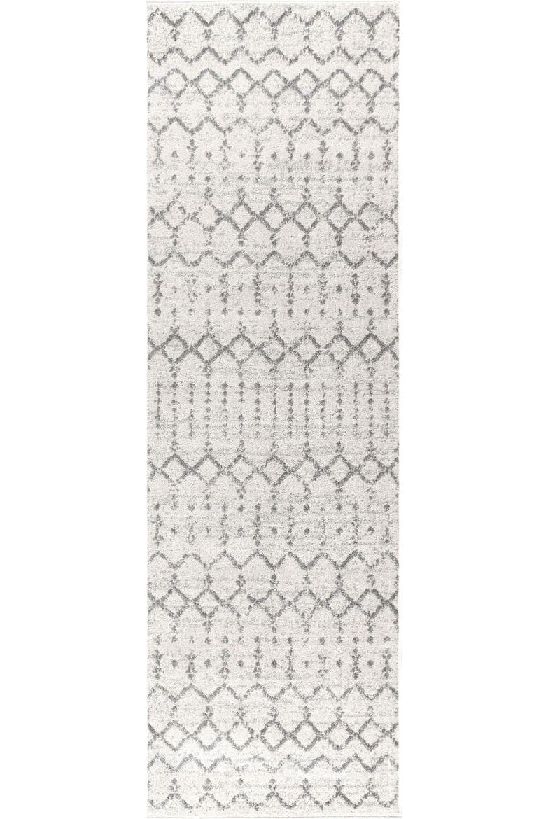 Moroccan HYPE Boho Vintage Diamond Area Rug, Alternate, color, Cream/Gray