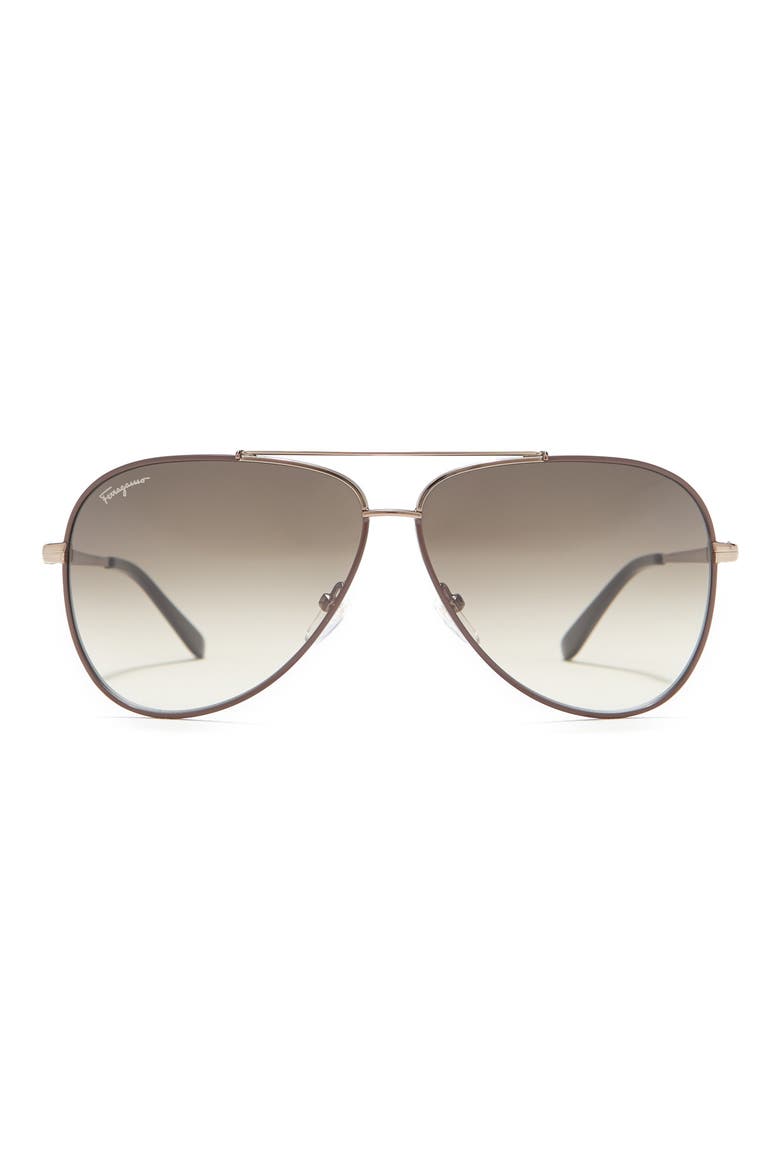 Salvatore Ferragamo 60mm Aviator Sunglasses, Main, color, ESPRESSO