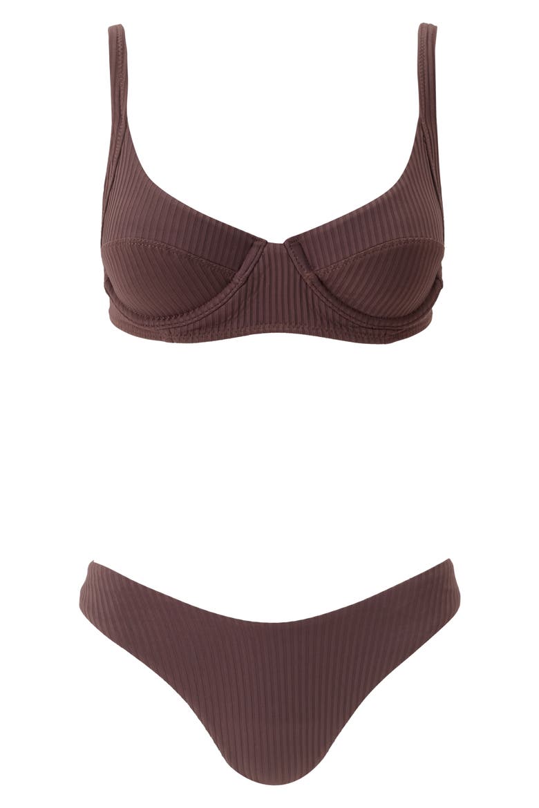 Noto Underwire Swim Top, Alternate, color, BROWN RIBBED