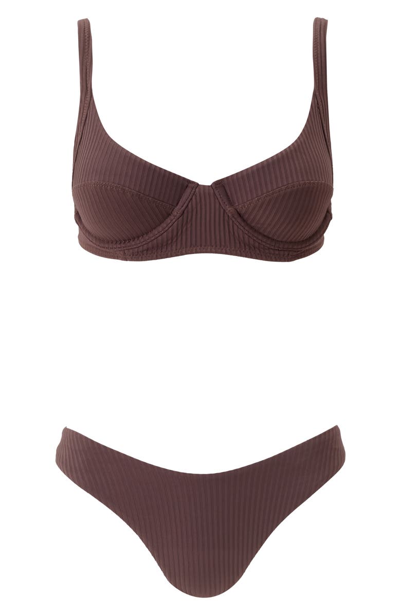 Melissa Odabash Noto Underwire Swim Top, Alternate, color, Brown Ribbed
