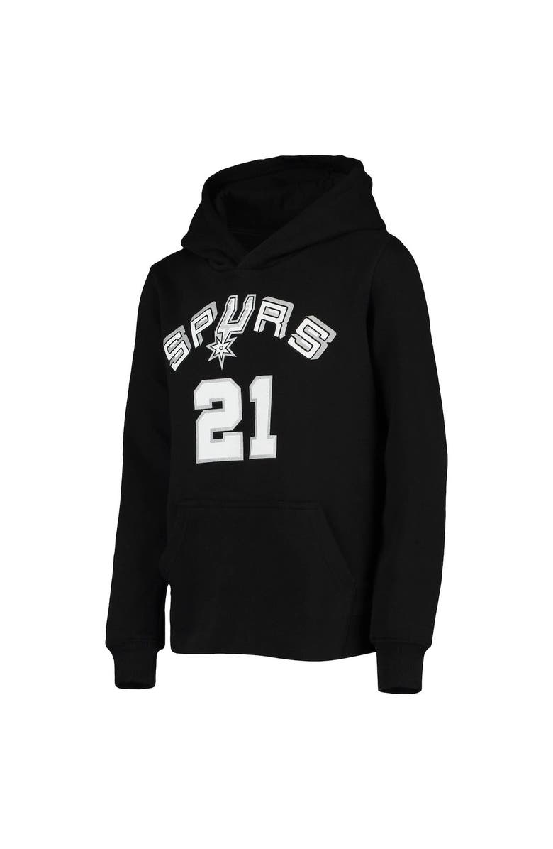 Mitchell & Ness Youth Mitchell & Ness Tim Duncan Black San Antonio Spurs Hardwood Classics Name & Number Pullover Hoodie, Alternate, color, 
