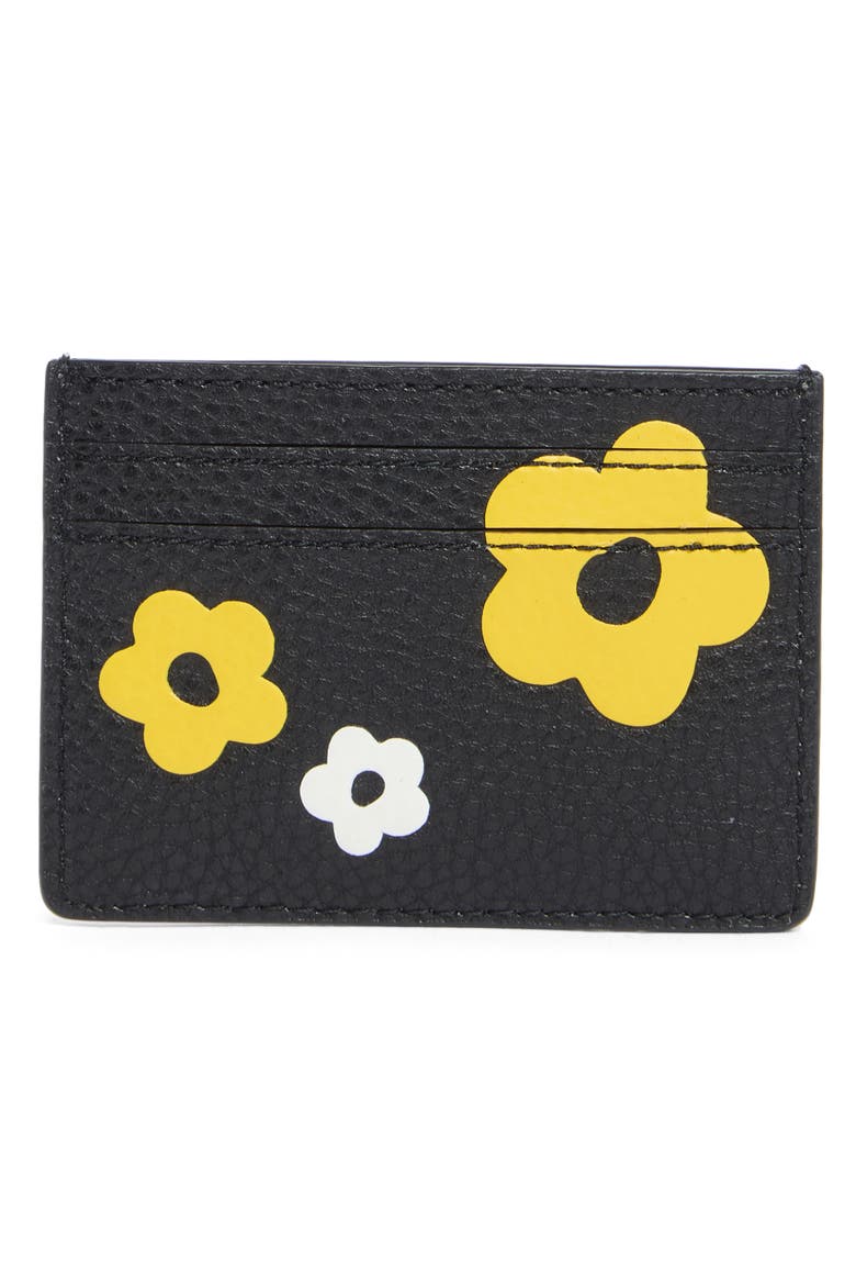 Daisy Floral Card Case, Alternate, color, BLACK MULTI