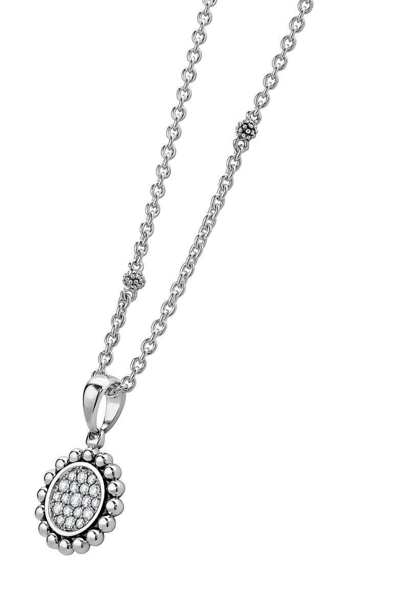 LAGOS Caviar Spark Diamond Pavé Circle Pendant Necklace, Alternate, color, Silver