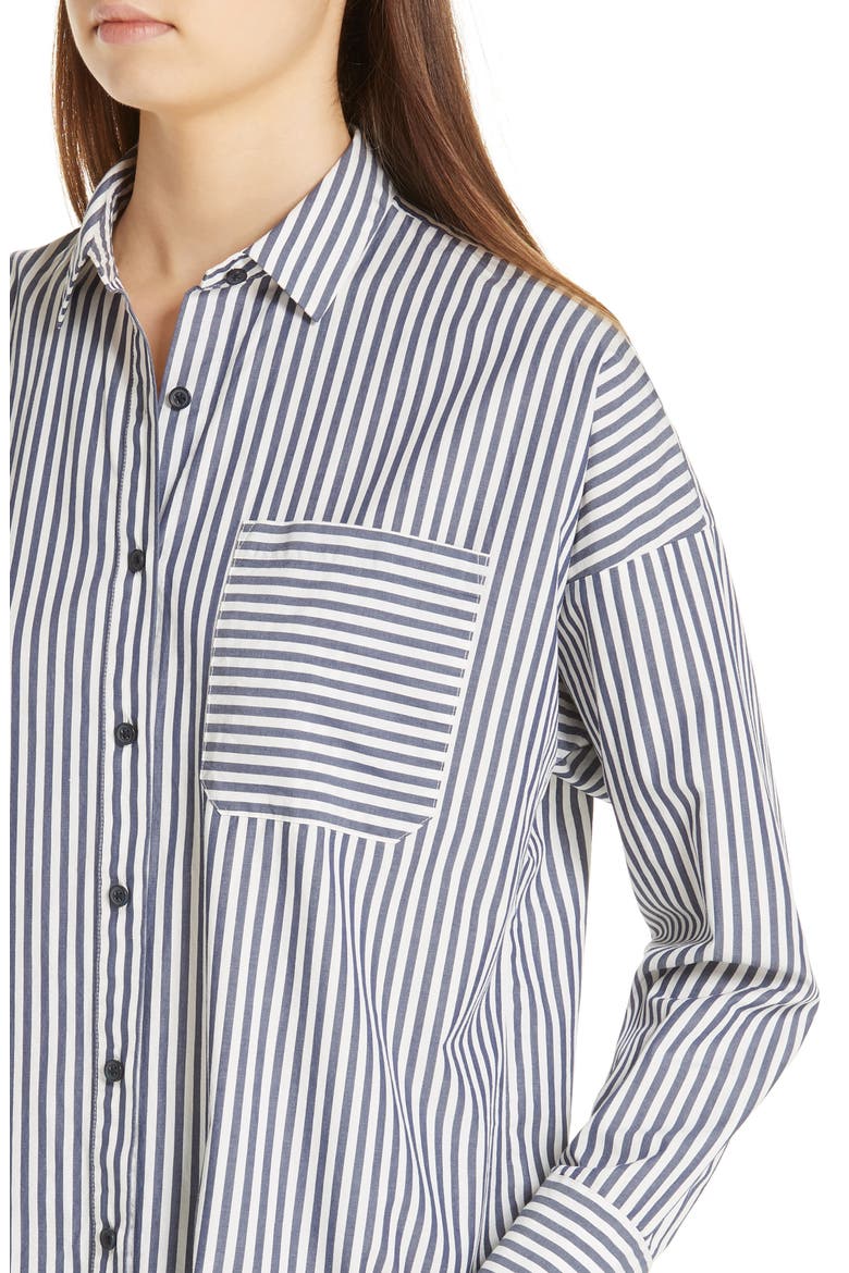Railroad Stripe Boyfriend Shirt, Alternate, color, NAVY/ WHITE
