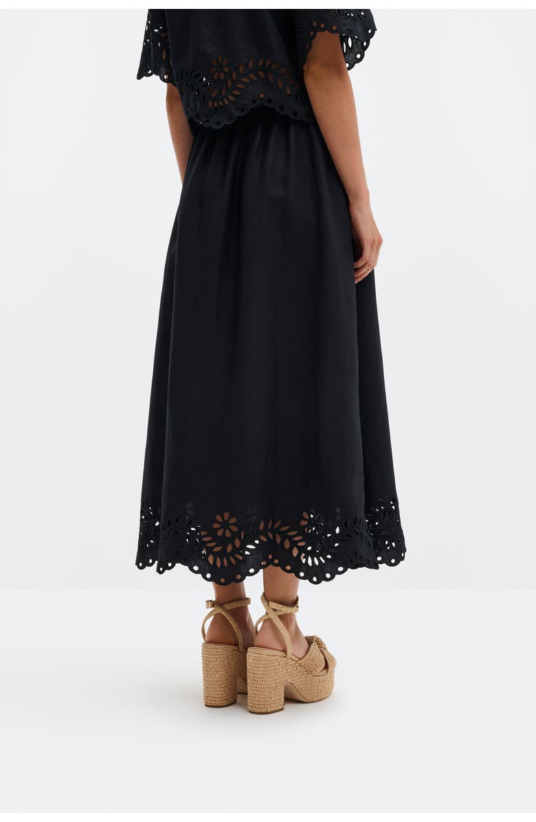 Malina Chara Broderie Anglais Maxi Skirt, Alternate, color, Black