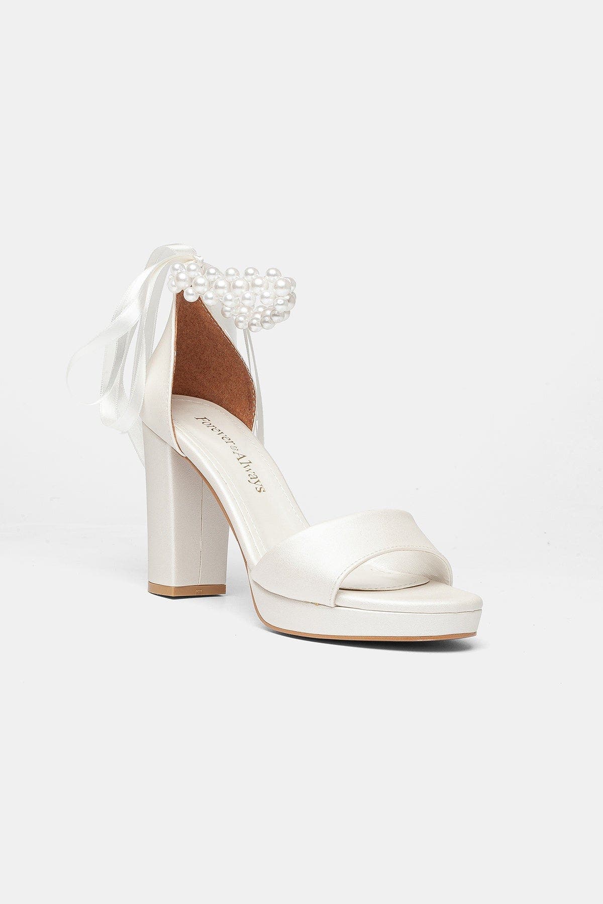 Tiara Block Heel Bridal Sandal, Main, color, Ivory
