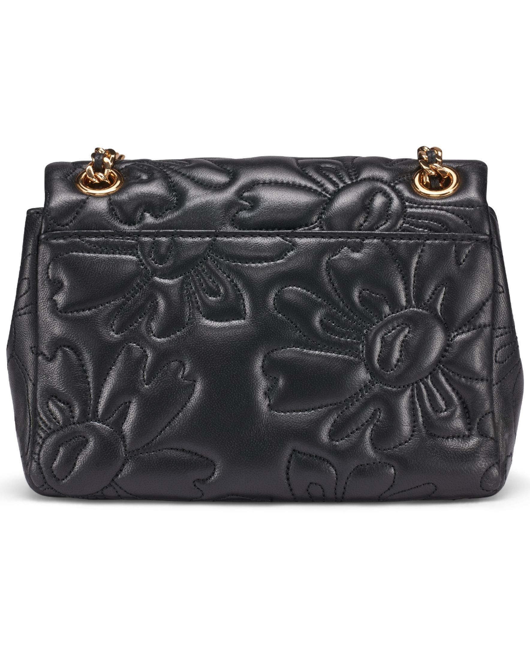 KARL LAGERFELD PARIS Lafayette Quilted Floral Crossbody, Alternate, color, Black/Gold