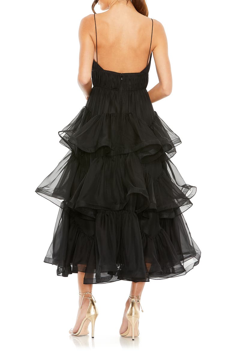 V Neck Tiered Ruffle Midi Dress, Alternate, color, BLACK