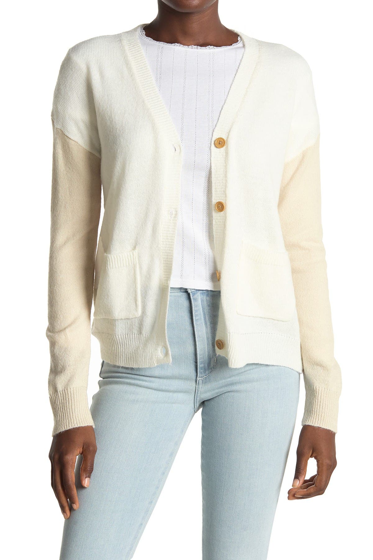 Love By Design Color Block Drop Shoulder Cardigan (Women) | Nordstromrack
