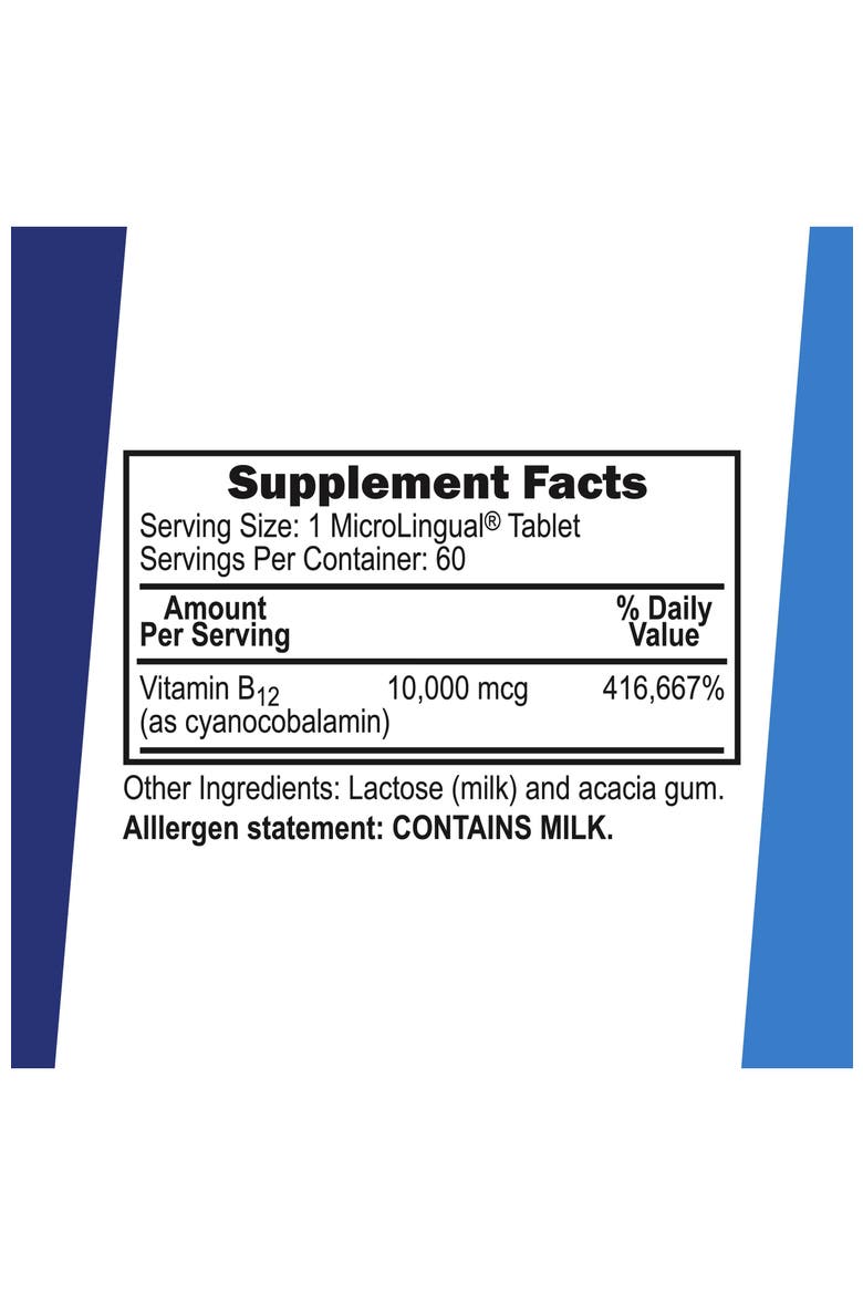 Cyanocobalamin Sublingual Dissolvable Vitamin B-12 Tablets, Alternate, color, White