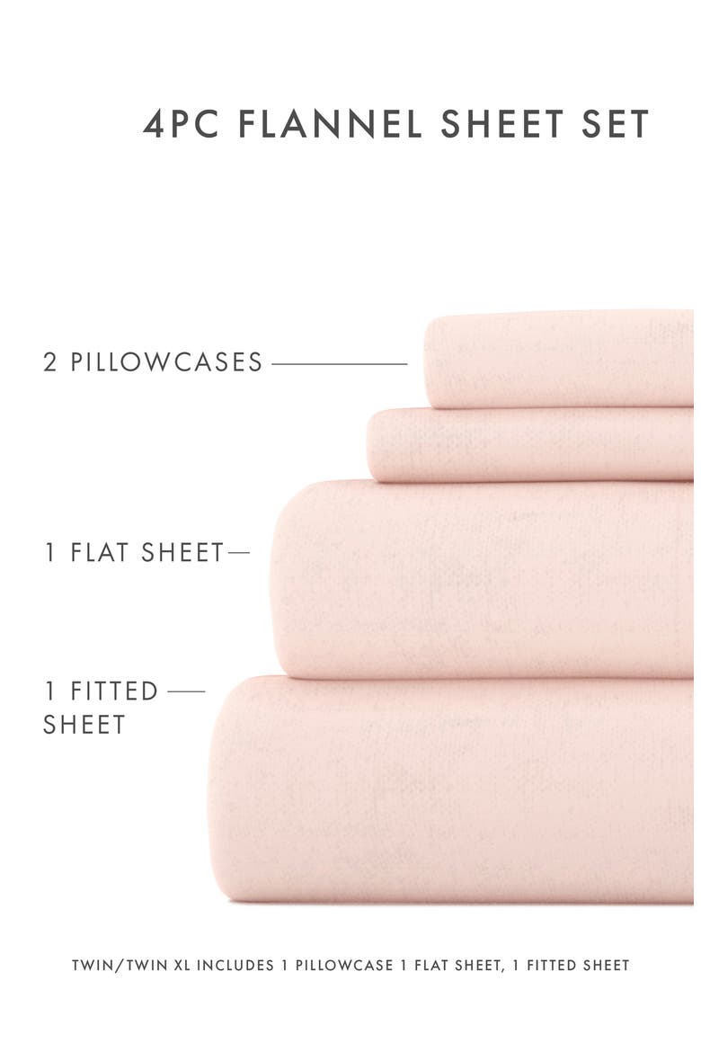 Premium Cotton 4-Piece Ultra Soft Flannel Bed Sheet Set, Alternate, color, BLUSH