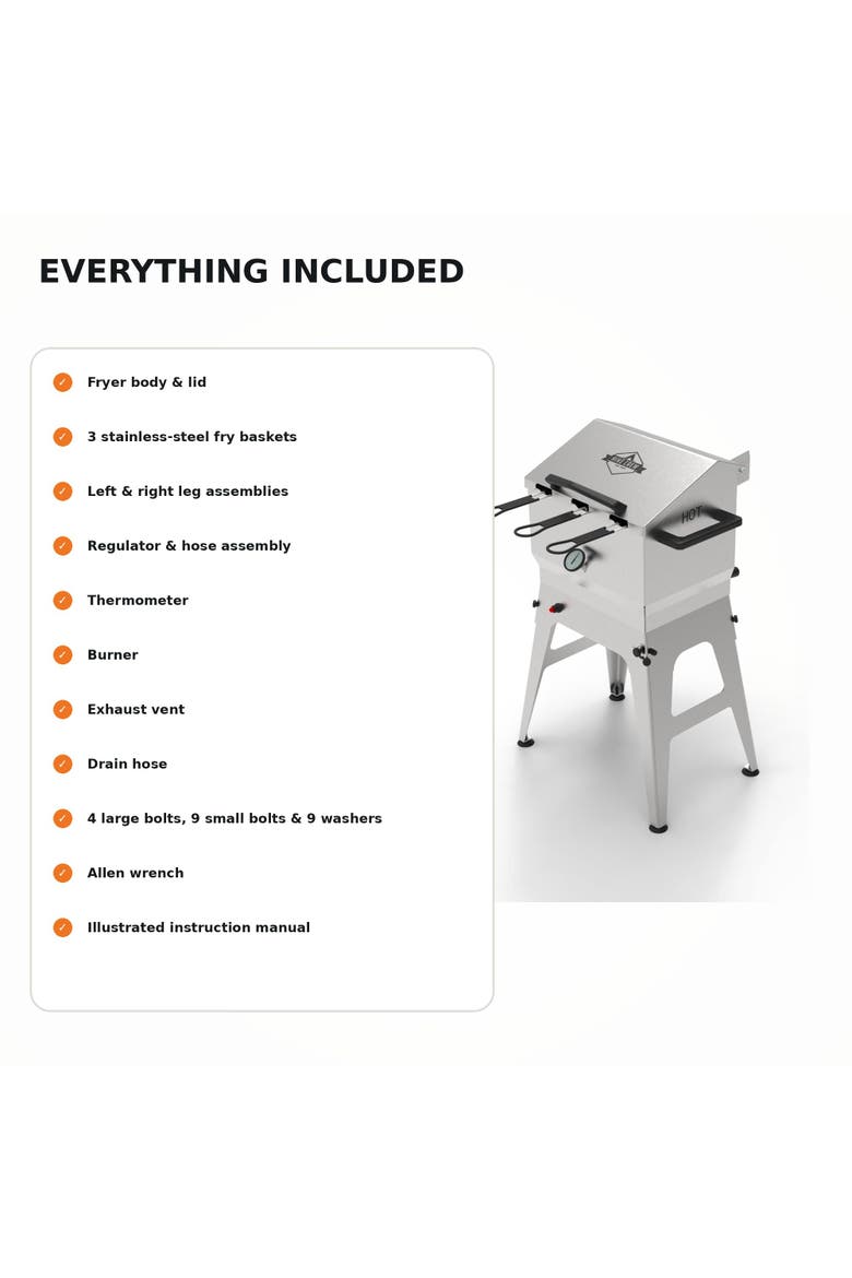 Outdoor Deep Fryer, 3 Baskets 57,000 BTU Outdoor Fryer, 7.44-Gal Oil Capacity, Alternate, color, Stainless Steel