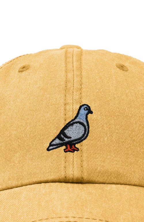 Dalix Pigeon Embroidered Everyday Hat In Washed Gold