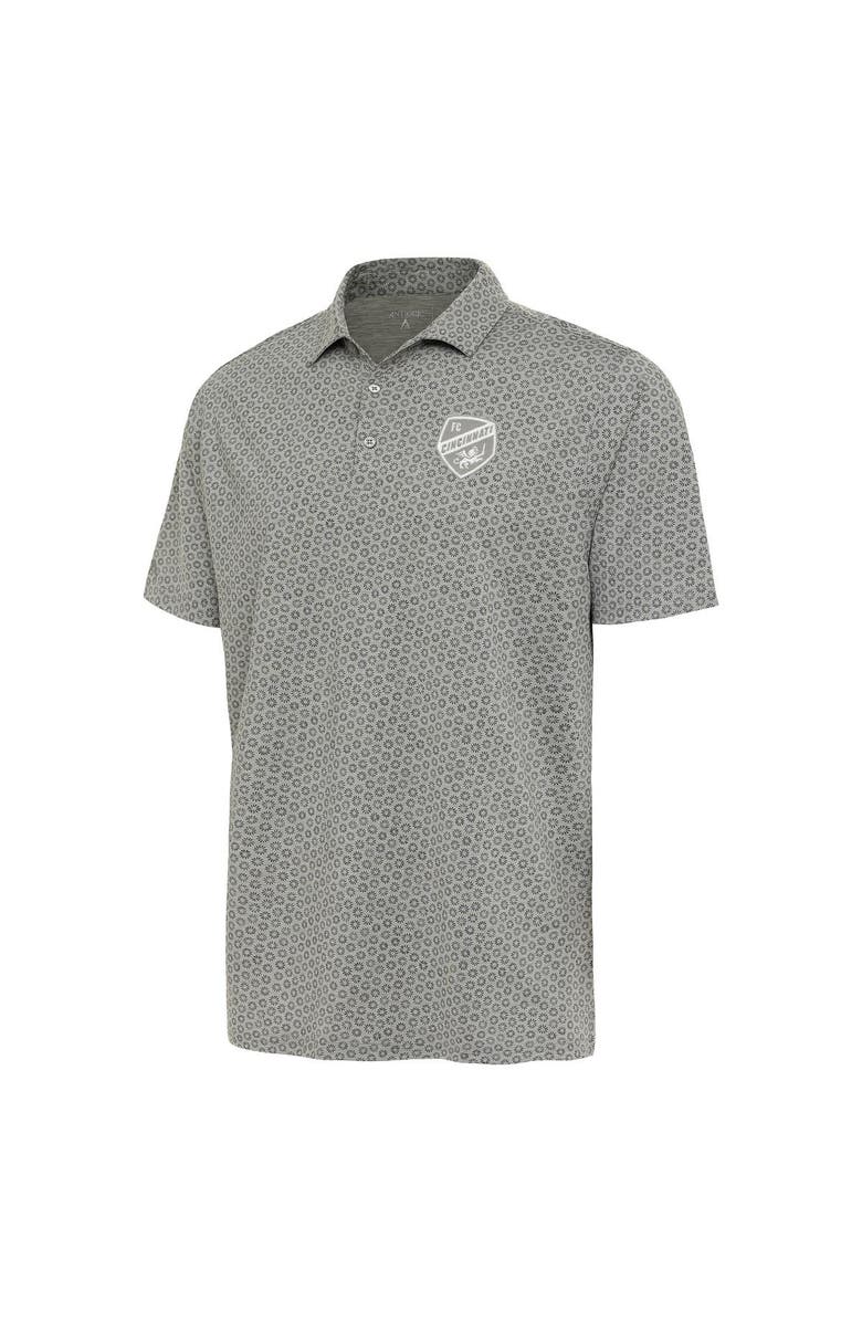 ANTIGUA Men's Antigua Heather Gray FC Cincinnati White Logo Flicker Polo, Alternate, color, 
