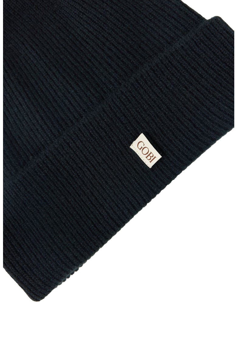 Cashmere Rib Knit Beanie, Alternate, color, black