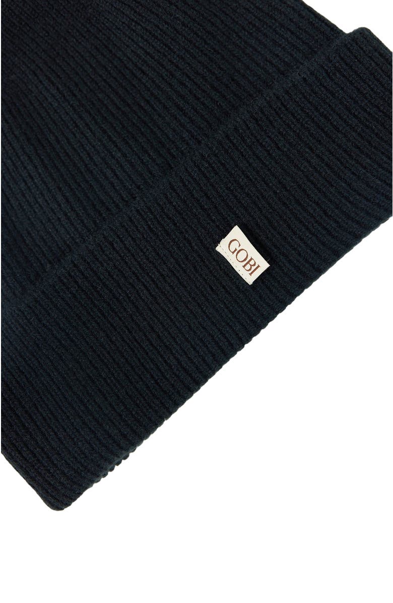 GOBI Mongolian Cashmere Cashmere Rib Knit Beanie, Alternate, color, Black