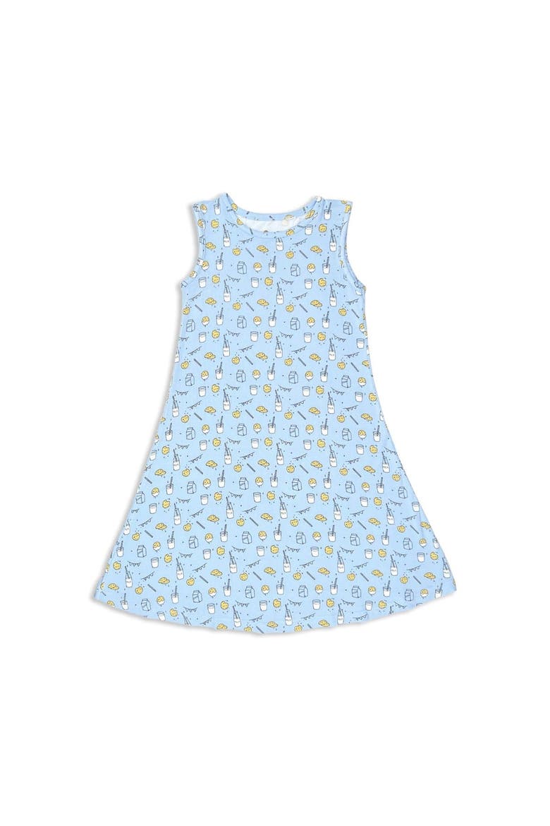 Kids' Milk & Cookies Blue Sleeveless Dress, Main, color, Blue Milk & Cookies