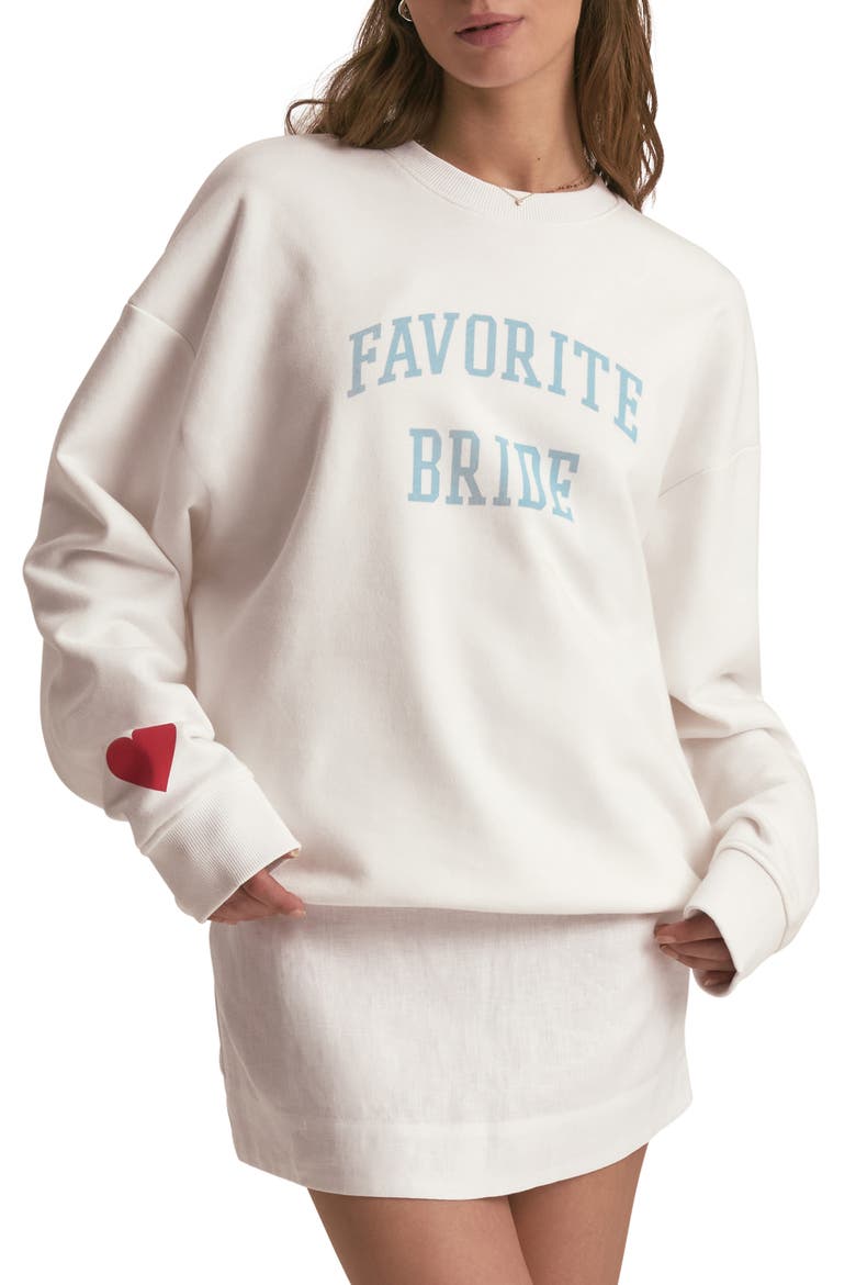 Favorite Bride Cotton Blend Sweatshirt, Main, color, BRIGHT WHITE