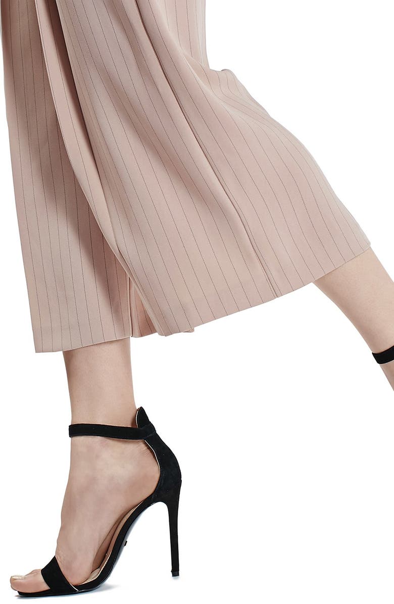 Topshop Pinstripe Wide Leg Crop Pants, Alternate, color, 