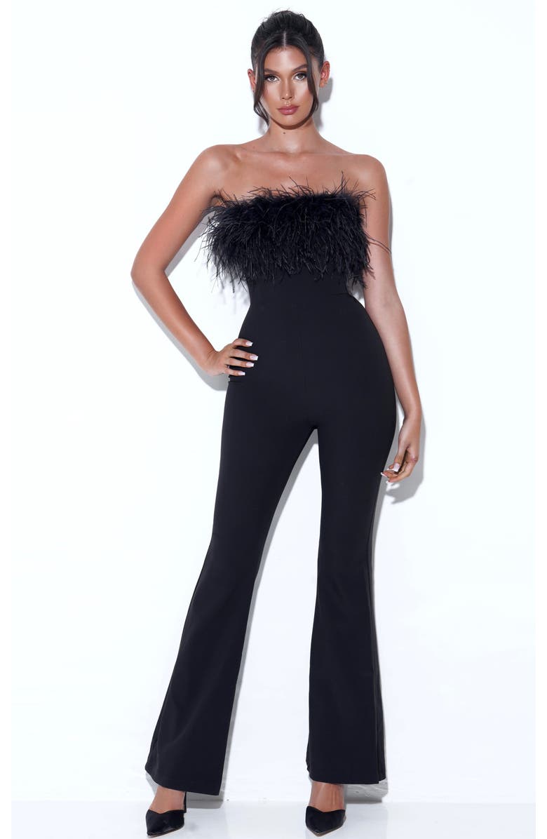 Miss Circle Kylan Feather Jumpsuits, Main, color, Black